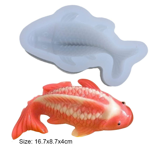 Khuôn silicon hình cá chép màu trắng 16.7cm