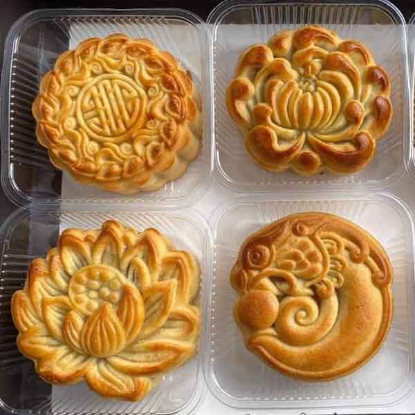 Bánh nướng trung thu hình hoa cúc, sen 3D