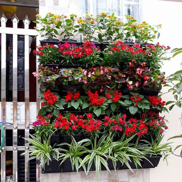 Bộ chậu vườn tường đứng bằng nhựa trồng rau hoa cây cảnh