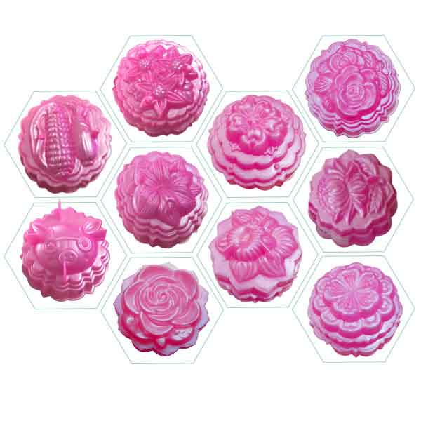 Khuôn nhựa rau câu hình hoa nổi 3D màu hồng 10 mẫu
