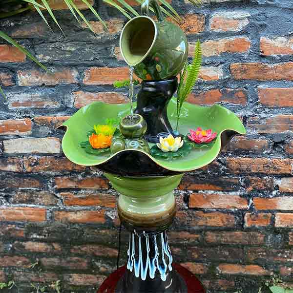 Bát hoa thác nước phong thủy bằng gốm Bát Tràng 45x80cm